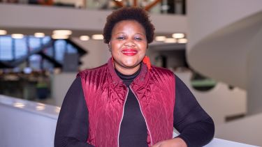 Student Buhle posing in the Diamond