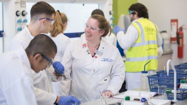 Dr Joanna Buckley with students on a Taster Day.