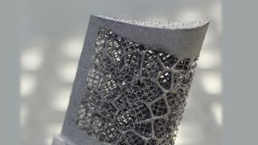 Demonstration artefact showing varying orientations of meso-structures produced by 3D printing