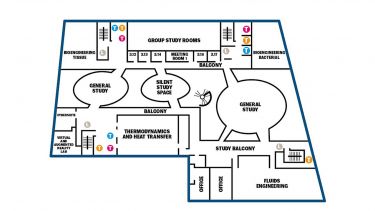 A map of The Diamond's third floor level, including Silent Study Space and General Study.