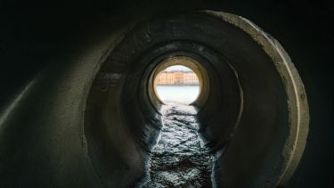 The inside of a sewage tunnel.