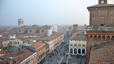 Aerial view of the city of Ferrara.