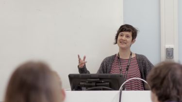 An academic delivers a philosophy lecture.