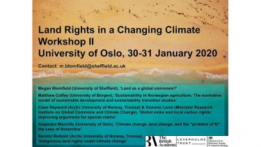 Land Rights in a Changing Climate Workshop two, University of Oslo, 30-31 January 2020. 