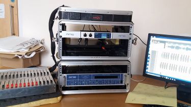 A photo of the portable sound system.