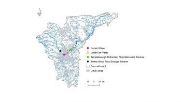 A map showing the various flooding areas