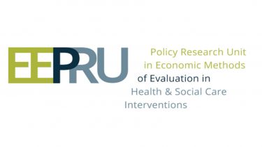 The logo for the Policy Research Unit in Economic Methods of Evaluation in Health and Social Care Interventions. The logo is green, navy and a very light grey.
