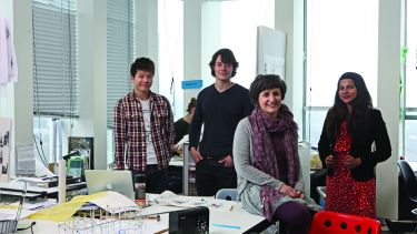 Architecture students in their facilities
