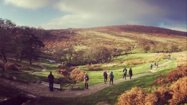 People walking along a country path 