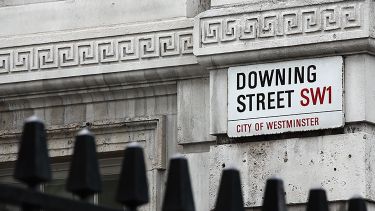 A photograph of Downing Street.