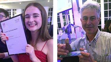 Anna Whittaker and David Holmes with their awards. 