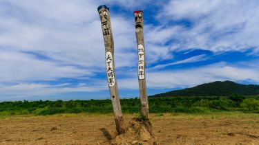 Two Korean totem poles.
