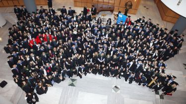 Birds eye view of the International Faculty within university building