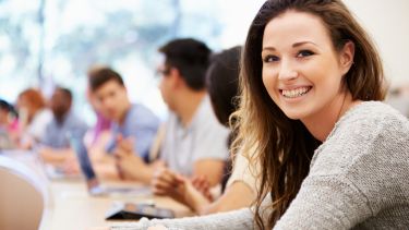 Students around a table