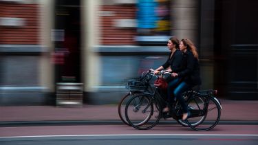 Cyclists in a city