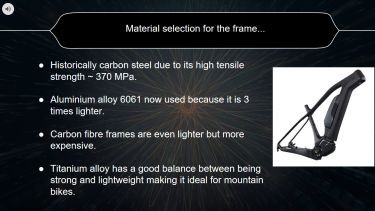 Materials used for e-bikes