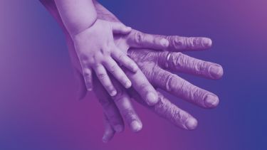 Healthy Lifespan Institute - hand of old person, adult and baby