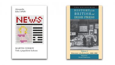 Two book covers - 'News' by Martin Conboy and 'The Edinburgh History of the British and Irish Press, Volume 2'.