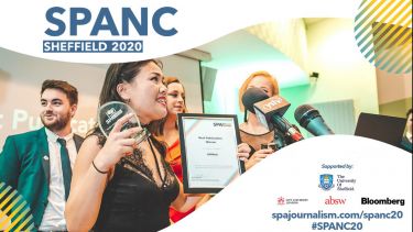 Banner for SPA Conference showing students receiving an award