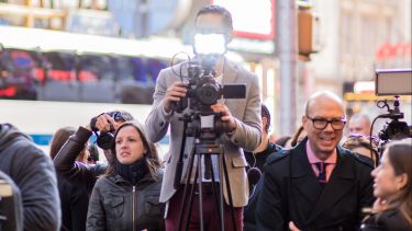 Journalists and photographers on the street