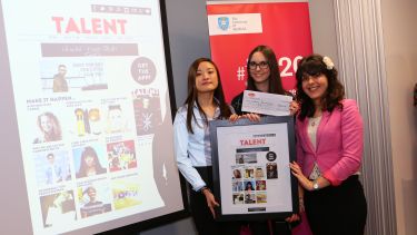 Sheffield journalism students receiving a prize at the Magazine Academy awards