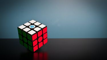 Image of a rubiks cube, royalty free.