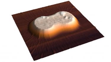 Atomic force microscopy image of a gallium phosphide nano-antenna covered with a three atom thick semiconductor layer.