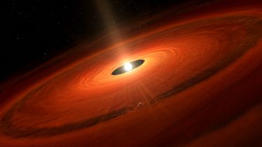 Artist’s impression of the dust disk and a forming planet around TW Hydrae