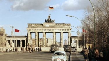 Brandenburg Gate closed during period of Berlin Wall, Berlin, Germany