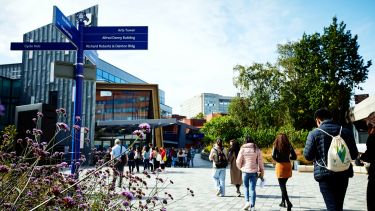 Students walking across the Sheffield Students' Union concourse