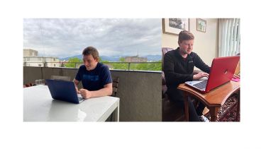 Students working on laptops 