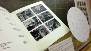 Image of a display of unique collections from the University Library