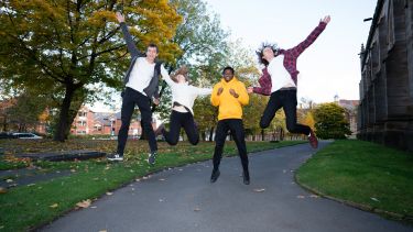 Students jumping