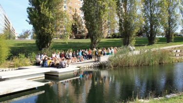 Students present their work during a field trip
