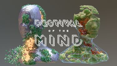 An image of two computer generated busts, one green and one purple, representing our work for Festival of the Mind