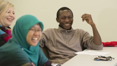 Students laughing in class