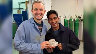 MEng student Chris Morris completes his casting practical