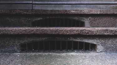 Drains in the risers of a flight of steps