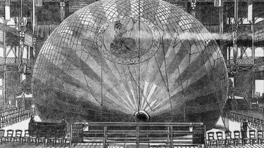 The 'Britannia', one of the largest hot-air balloons yet built, on display at London's Crystal Palace.