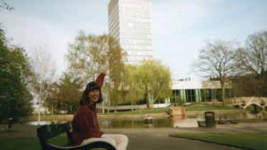 Student Beth Lamon by the Arts Tower in Weston Park