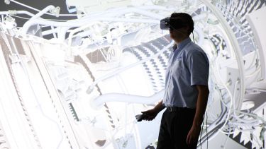 AMRC worker using augmented reality tech