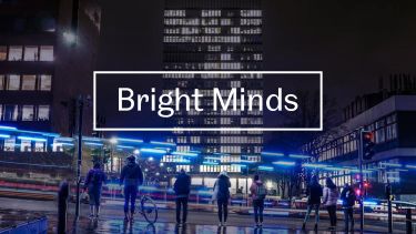Bright Minds, with the Arts Tower and light trails behind