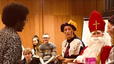 Sint Nicolas with student - Dutch tradition