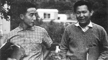 Paik Nam Jun (left) and Yun Isang (right) in Darmstadt, 1958