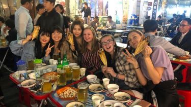 eating korean food