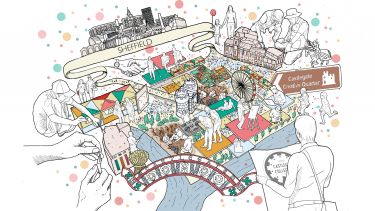 Drawing showing Castlegate landmarks