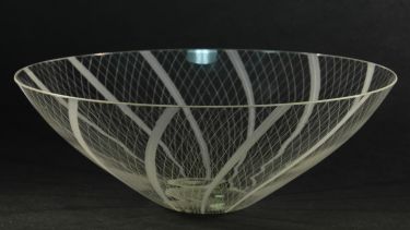 Engraved glass bowl