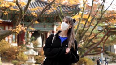 Student at a temple in Korea