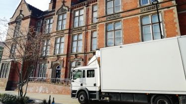 Van parked outside Jessop building 