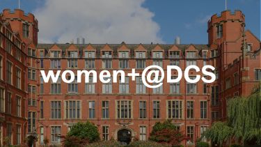 Firth court in the background. Overlay text says women+@DCS